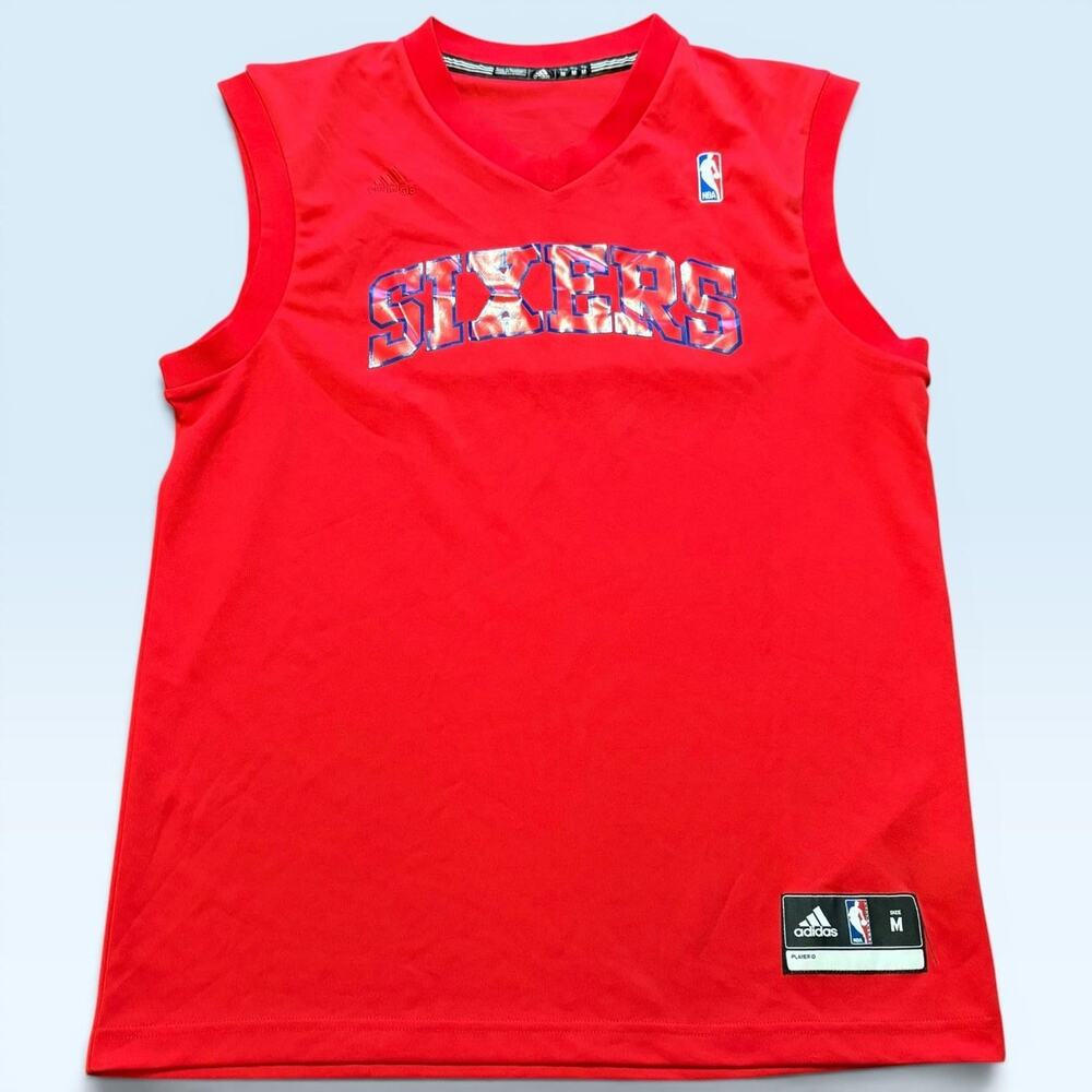 Philadelphia 76ers Jersey Mens Medium Red NBA Basketball Adidas Sleeveless